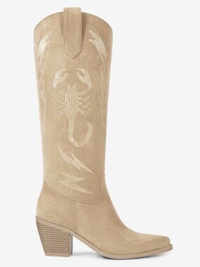 Wetkiss x Lex Keeler Western Knee-High Boot w/ Embroidered Scorpion
